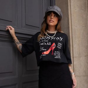 T-Shirt Cropped Runway Preto