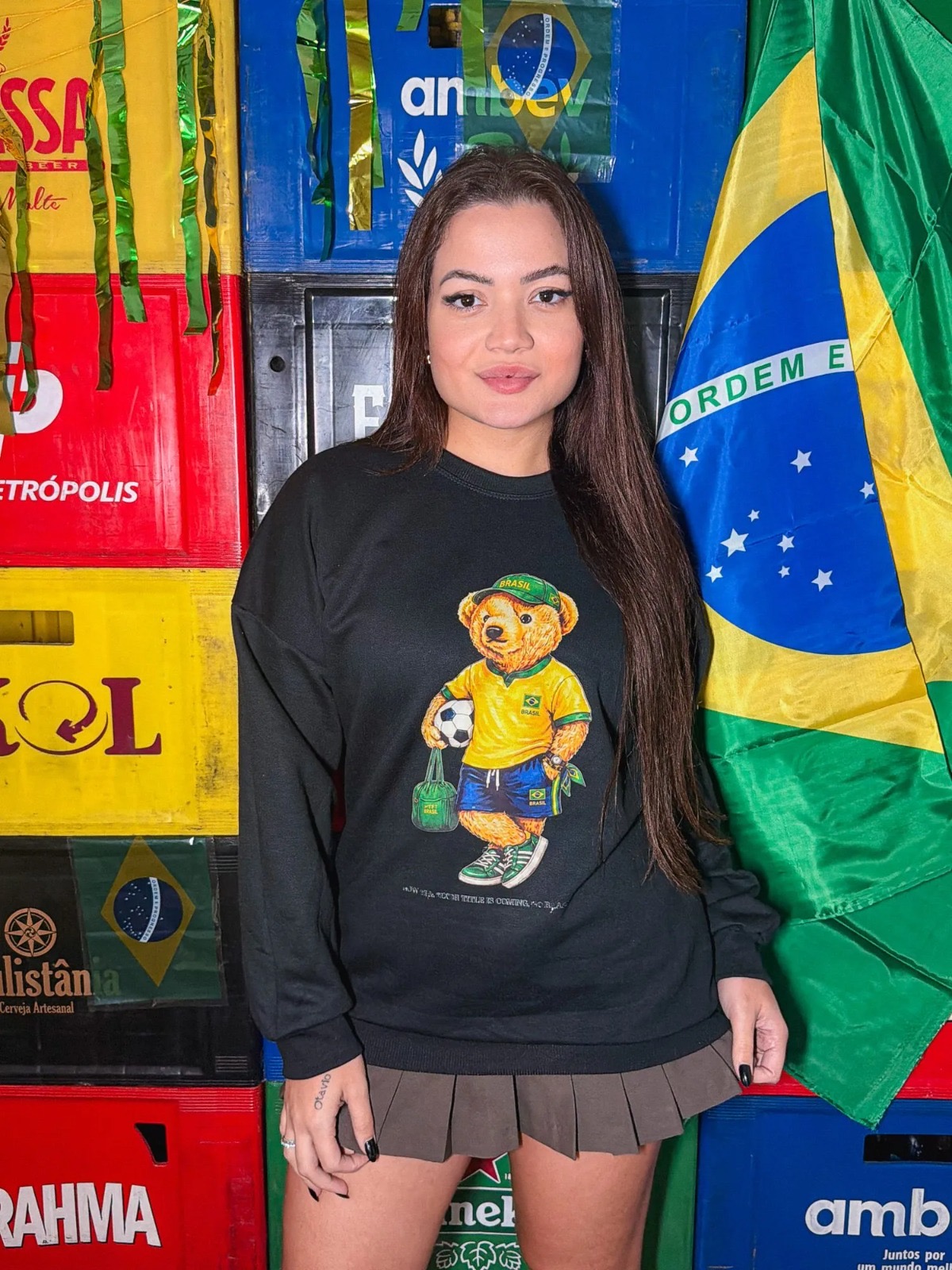 Moletom Urso Brasil Menino Preto