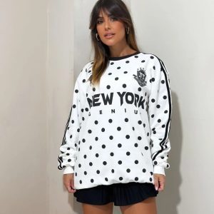 Moletom Over New York Poá Offwhite/Preto
