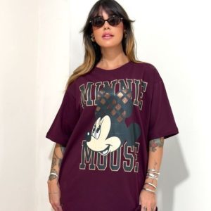 Camiseta Over Minnie Mouse Vinho