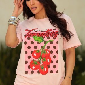 Camiseta Tomatoes Poá Rosa Bebê