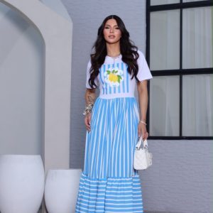 Vestido Livia Listrado Azul