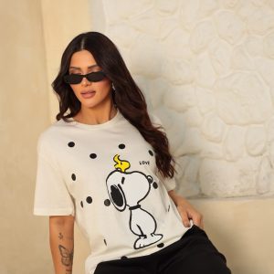 Camiseta Snoopy Poá Offwhite