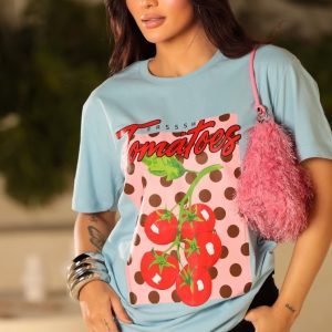 Camiseta Tomatoes Poá Azul Bebê