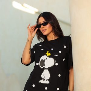 Camiseta Snoopy Poá Preto