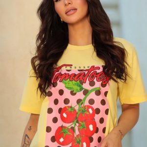 Camiseta Tomatoes Poá Amarelo