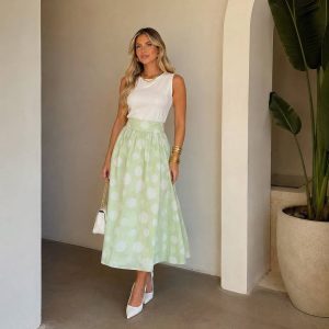 Saia Mily Poá Verde Claro