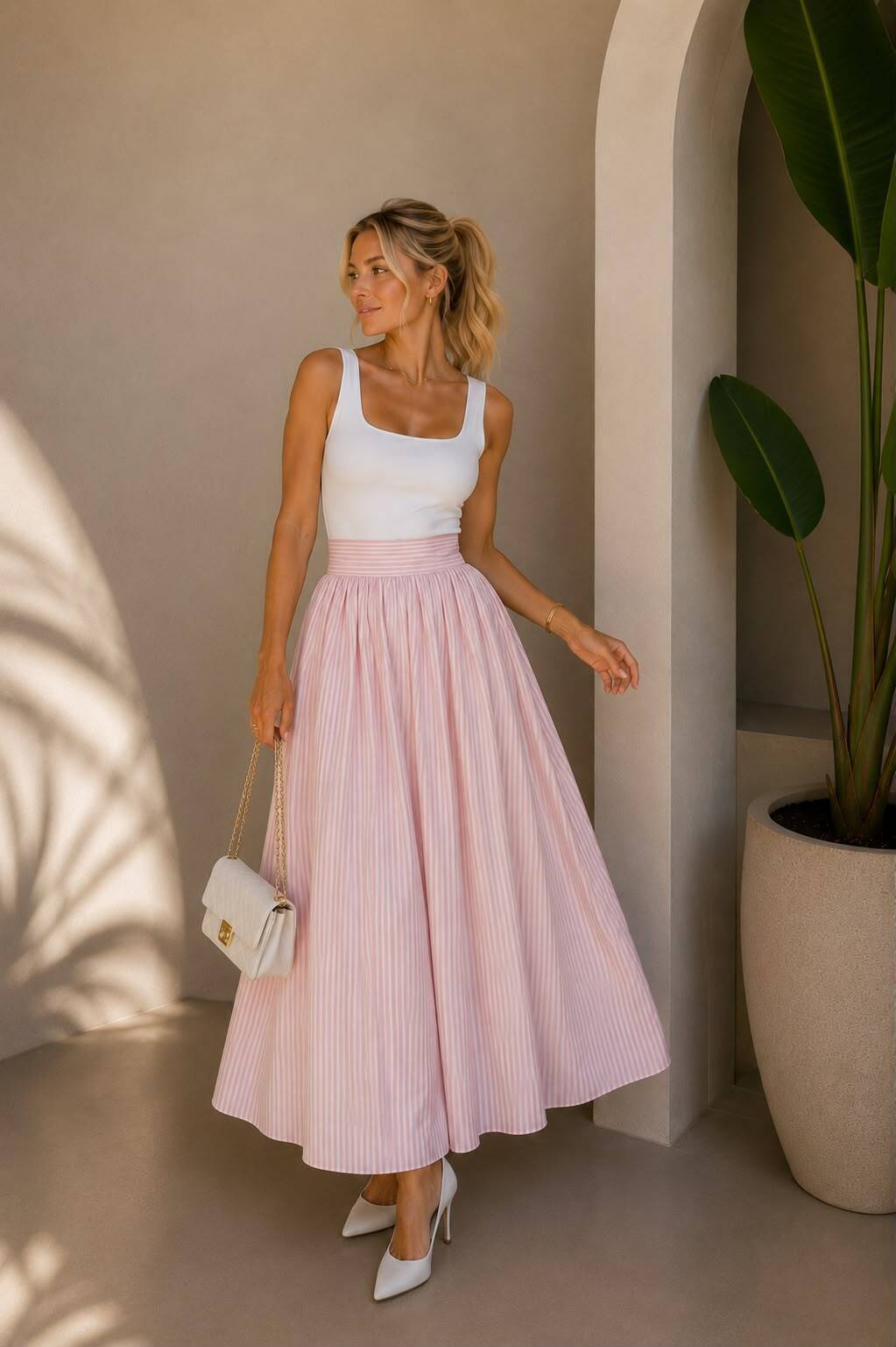 Saia Mily Listrada Rosa