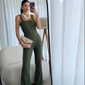 Macacão Em Suede Verde