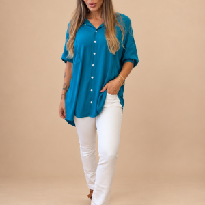 Camisa Bia Over Azul Petrólio