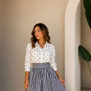 Camisa Lucilene Poá Pequeno Marrom