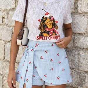 Short Saia Cherry Azul