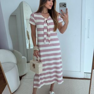 Vestido Loren Maxi Listras Rose