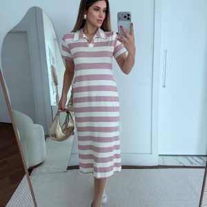 Vestido Patty Maxi Listras Nude