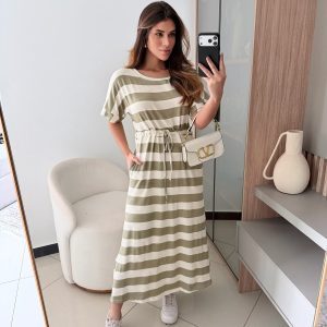 Vestido Lavínia Listrado Verde