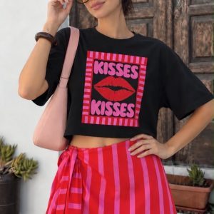 Short Saia Listrada Vermelha e Rosa