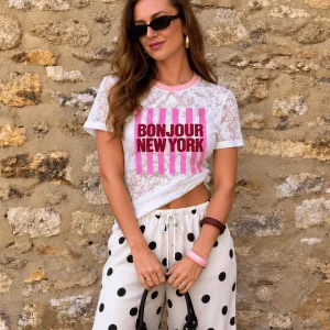 T-Shirt Renda Bonjour Branca